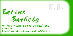 balint barbely business card
